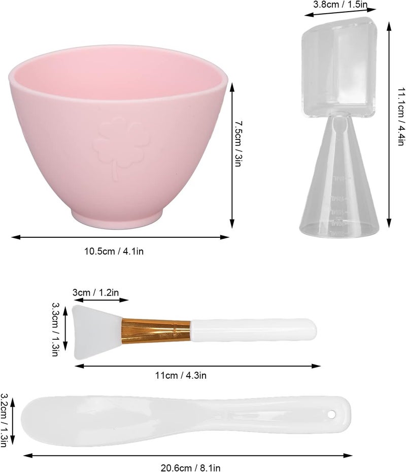 klarako Face Mask Mixing Bowl Set, DIY Facemask Mixing Tool Kit, Mixing Bowl Stick Spatula Measuring Cup Spoon Tattoo Repair Cream Applicator(pink) - Image 4