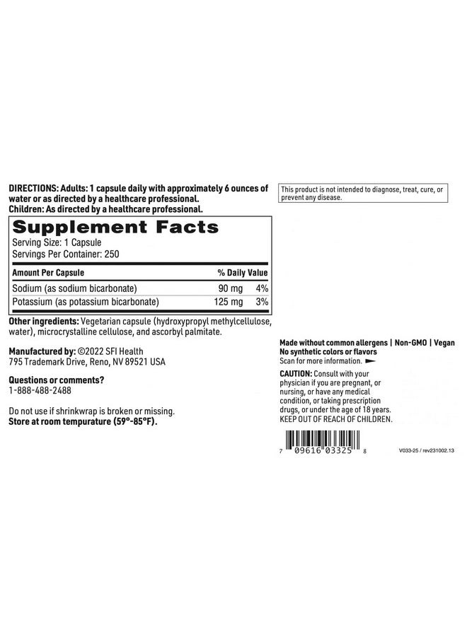 Klaire Labs - Klaire Labs Sodium Bicarbonate & Potassium Bicarbonate Supplement - Key Components That Help Maintain Healthy pH (Acid/Base) Balance - Gastrointestinal Support - Bi-Carb Formula (250 Capsules) - Image 1