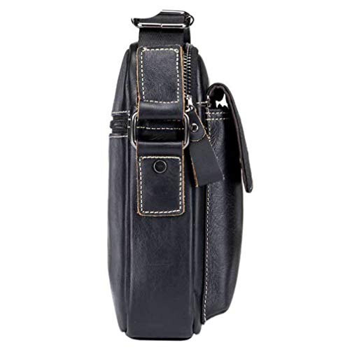 Hebetag Leather Shoulder Crossbody Bag for Men Women Business Travel Casual Messenger Briefcase Handbag Phone Wallet Tote Day Pack Black - Image 3