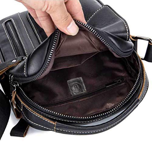 Hebetag Leather Shoulder Crossbody Bag for Men Women Business Travel Casual Messenger Briefcase Handbag Phone Wallet Tote Day Pack Black - Image 5