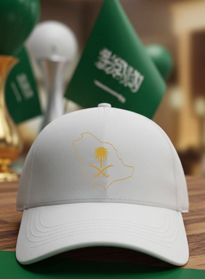 لوحة كاب مصنوع من القطن بتصميم خريطة المملكة لمناسبة اليوم الوطني السعودي وللتعبير عن حب الوطن في كل وقت - Image 1