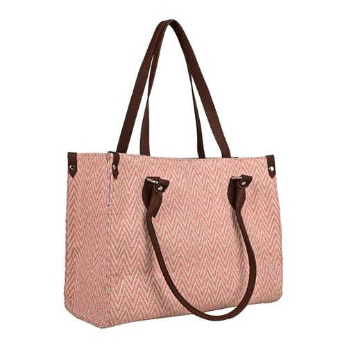 ENSAC Cotton Tote Bag for Women Premium Stylish Handbag for women with Zip Closure Ladies Shoulder Bag for Women Girls Handbag Zipper Large Capacity Shoulder Bag for College Office Use - Image 1
