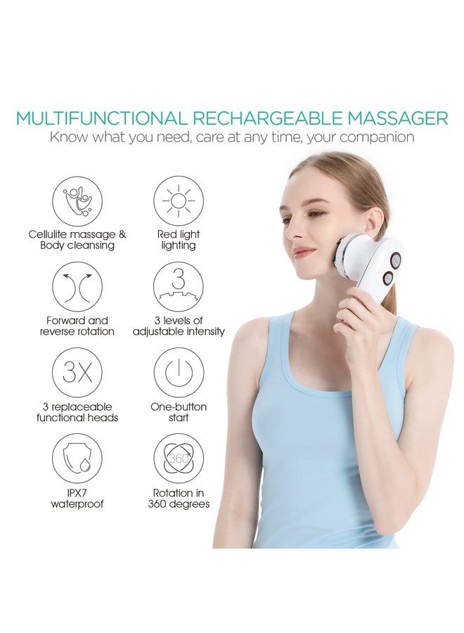 VOYOR Facial Massager Handheld & Face Brush, 3-IN-1 Electric Massager for Face, Head, Scalp, Hand & Leg, Body Skin & Hair Cleansing Brush, 3 Powerful Strength Levels, Cordless & Waterproof VRMM1 - Image 2