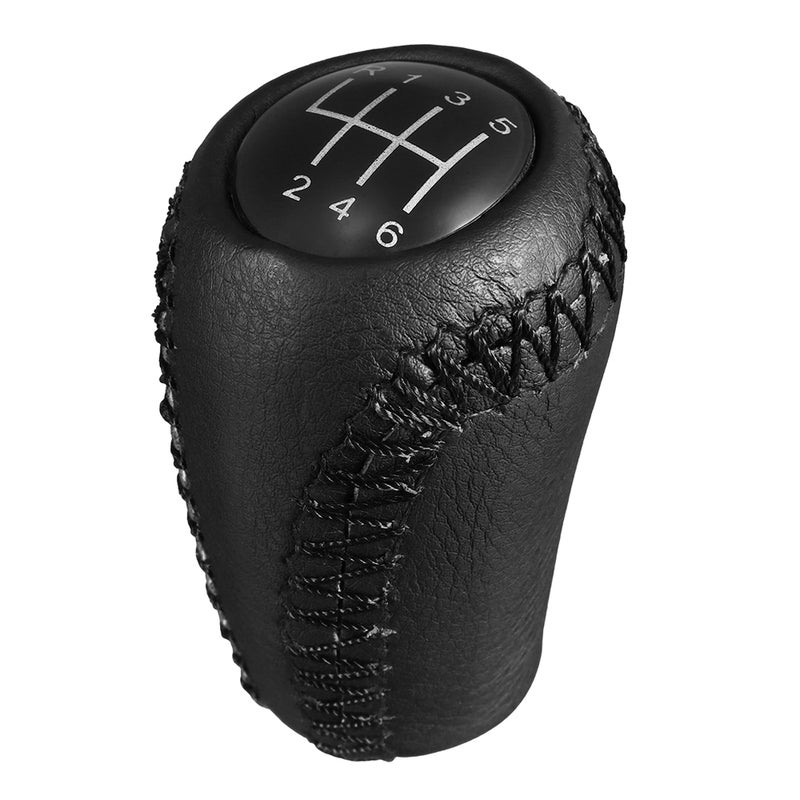 Black Leather Gear Stick Shift Knob 6 Speed for Mazda 3 BK BL/ 5 CR CW/ 6 II GH - Image 1