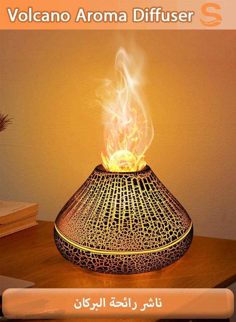 سيرينوفيا مرطب هواء بركان برائحة لهب النار، سعة 160 مل - مرطب هواء بتأثير النار، مع إضاءة بسبعة ألوان، تشغيل هادئ، وإيقاف تلقائي آمن (تصميم متشقق بالكامل). - Image 1
