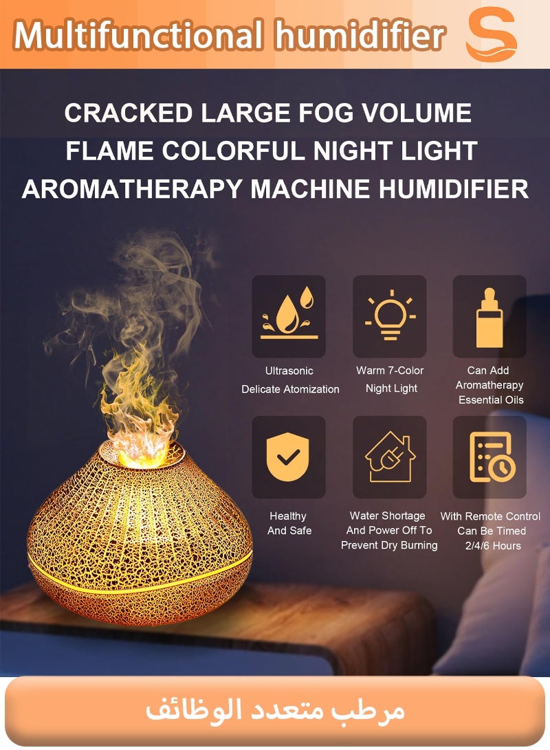 سيرينوفيا مرطب هواء بركان برائحة لهب النار، سعة 160 مل - مرطب هواء بتأثير النار، مع إضاءة بسبعة ألوان، تشغيل هادئ، وإيقاف تلقائي آمن (تصميم متشقق بالكامل). - Image 4