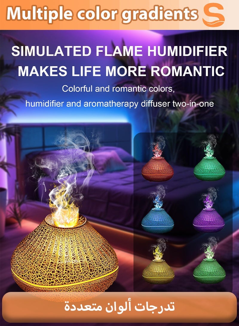 سيرينوفيا مرطب هواء بركان برائحة لهب النار، سعة 160 مل - مرطب هواء بتأثير النار، مع إضاءة بسبعة ألوان، تشغيل هادئ، وإيقاف تلقائي آمن (تصميم متشقق بالكامل). - Image 5