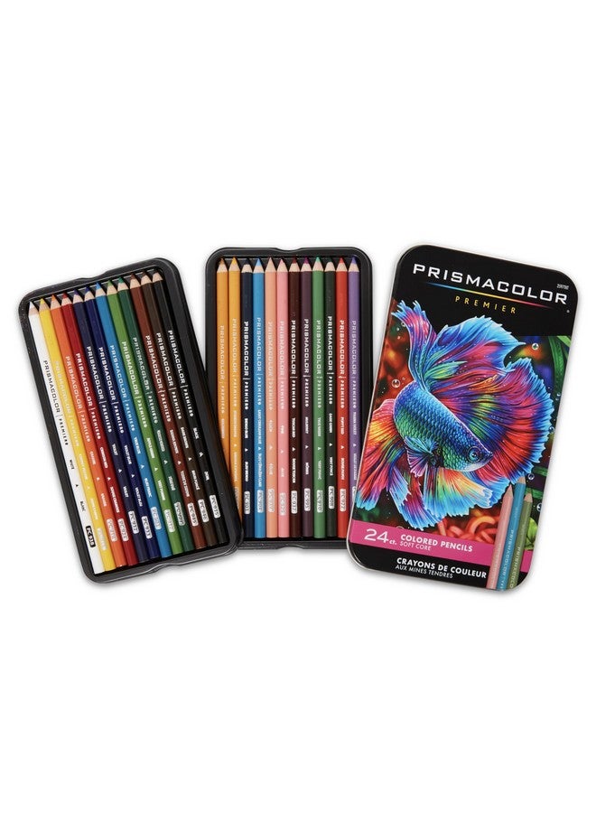 بريزما كالر أقلام رصاص ملونة من شركة Premier، ذات قلب ناعم، عبوة من 24 قطعة - Image 1