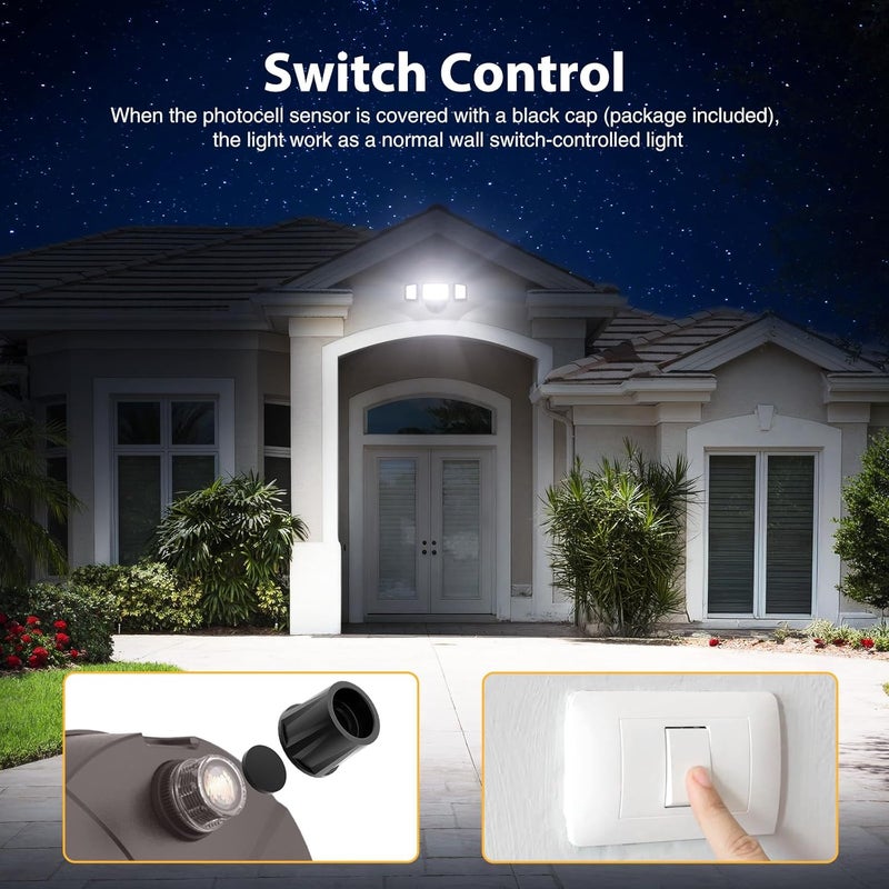 Onforu 70W LED Dusk to Dawn Flood Lights, 7000LM Brown Exterior Security Outdoor Lighting,IP65 Waterproof Outdoor 3 Adjustable Heads Photocell Light Fixture,6500K Floodlight for Garage,Patio,Yard - Image 4