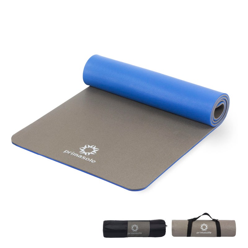 Primasole Yoga Mat EcoFriendly Material 1210mm NonSlip Yoga Pilates Fitness at Home Gym Twin Color Earth BrownBlue PSS91NH075A