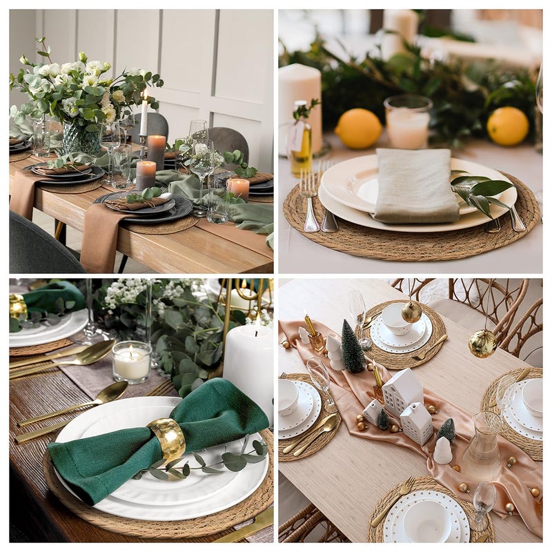 BAVIFY 13 in Round Woven Boho Placemats Set of 8, Wicker Rattan Place Mats Chargers for Dinner Plates, Farmhouse Rustic Table Mats for Dining Table Decor - Image 5