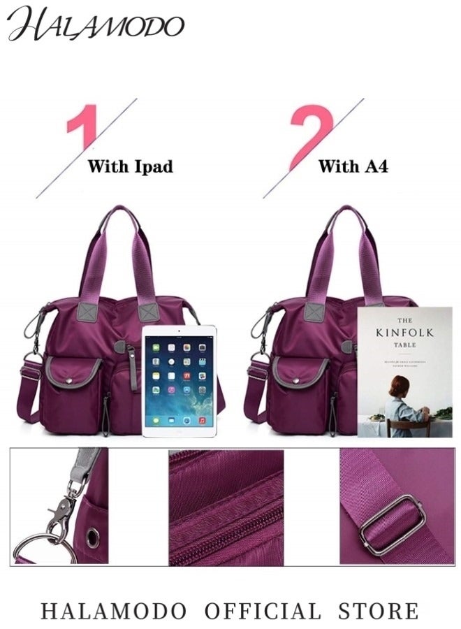 هالامودو حقيبة حمل نسائية متعددة الأغراض، حقيبة يد متعددة الجيوب لحقيبة يد كبيرة لحقيبة يد نسائية من النايلون بمقبض علوي - Image 4