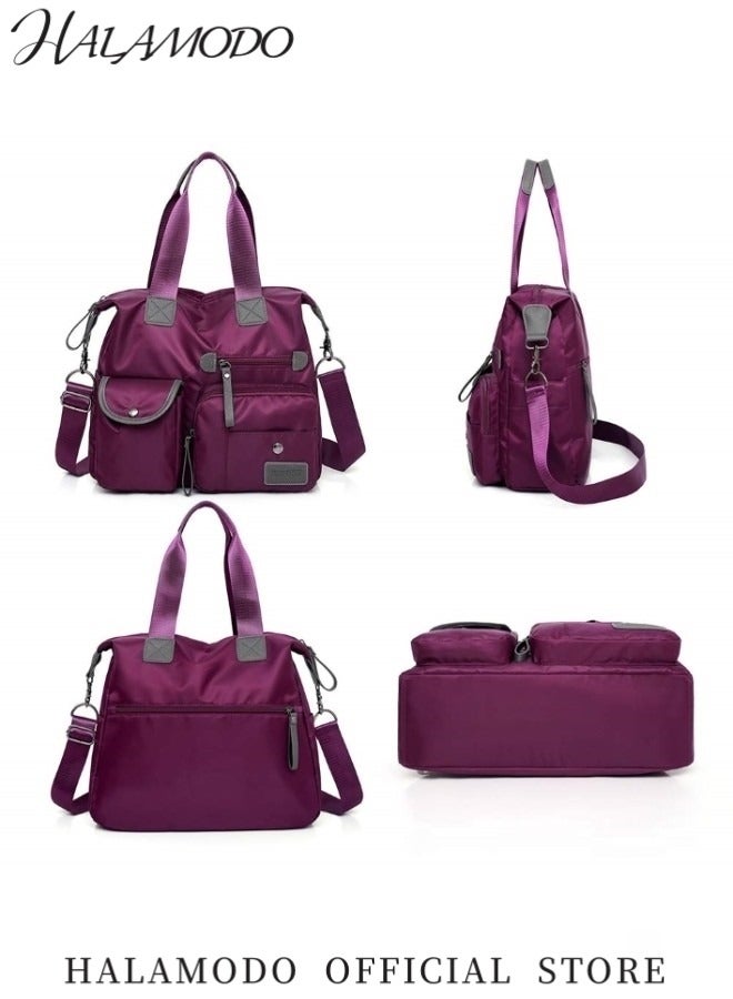 هالامودو حقيبة حمل نسائية متعددة الأغراض، حقيبة يد متعددة الجيوب لحقيبة يد كبيرة لحقيبة يد نسائية من النايلون بمقبض علوي - Image 3