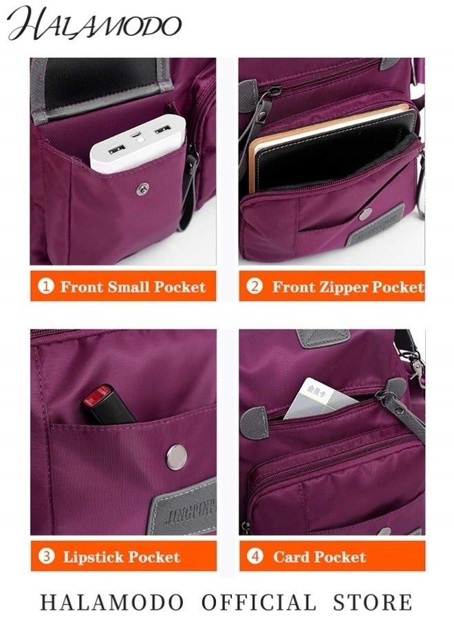 هالامودو حقيبة حمل نسائية متعددة الأغراض، حقيبة يد متعددة الجيوب لحقيبة يد كبيرة لحقيبة يد نسائية من النايلون بمقبض علوي - Image 5