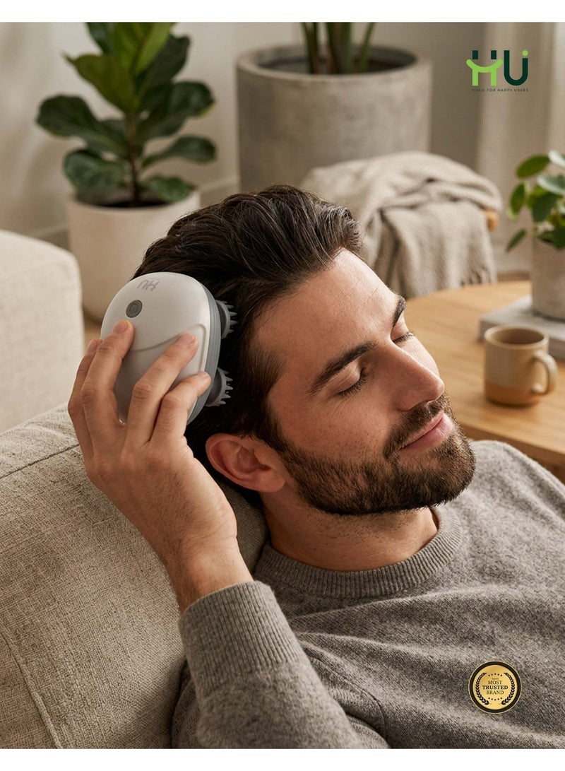 إتش يو مدلك فروة الرأس كهربائي ذكي 3D مع 6 أوضاع تدليك – جهاز محمول لتدليك الرأس والشعر والاسترخاء - Image 4