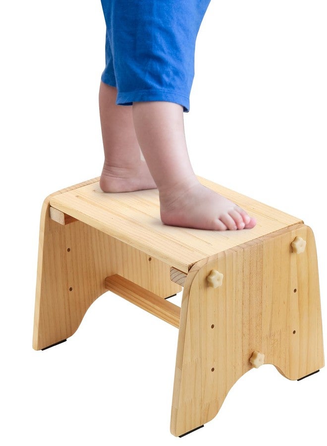 AIMOADO 9" Wooden One Step Stool, Todder Step Stool Wood for Kids/Adults/Elderly, 200 Lbs Beside Stepstool for Bathroom, Kitchen, Bedroom (Natural, Pine) - Image 2