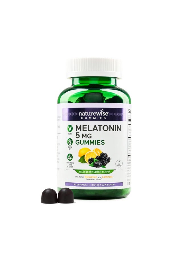 NatureWise Melatonin Gummies 5mg - Non-Habit Forming Sleep Support Supplement with Ashwagandha, Valerian Root - BlackBerry-Lemon Flavor - Vegan, Gluten Free, Non-GMO - 60 Count[30-Day Supply] - pzsku/Z3CA1B19A35E332510C86Z/45/_/1740203239/1266a286-92e6-46c7-8108-788f3563bcf6