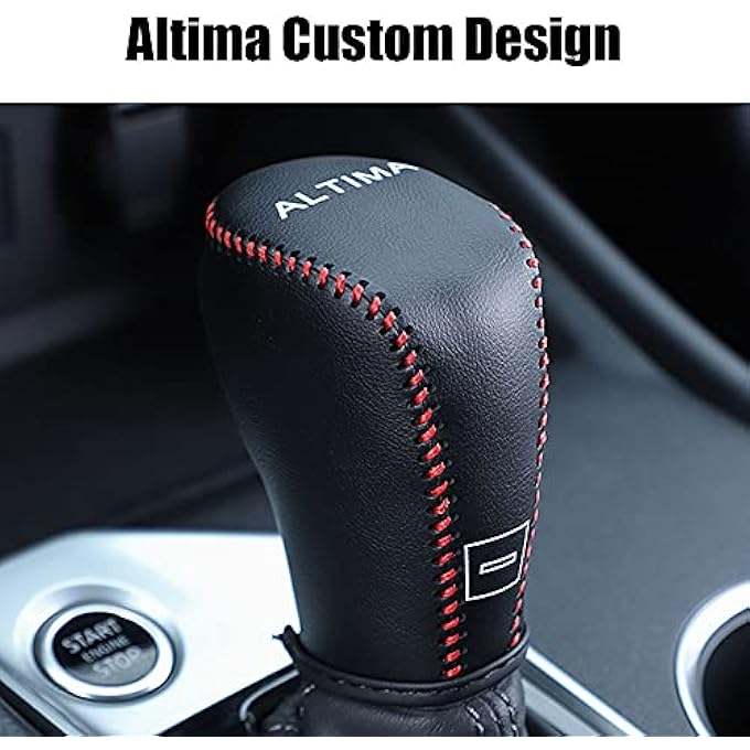 rayihni XITER For Genuine Leather Gear Shift Knob Cover Car Protect Accessories Case For Nissan Altima 2019 2020 2021 2022Black Stitches - Image 4