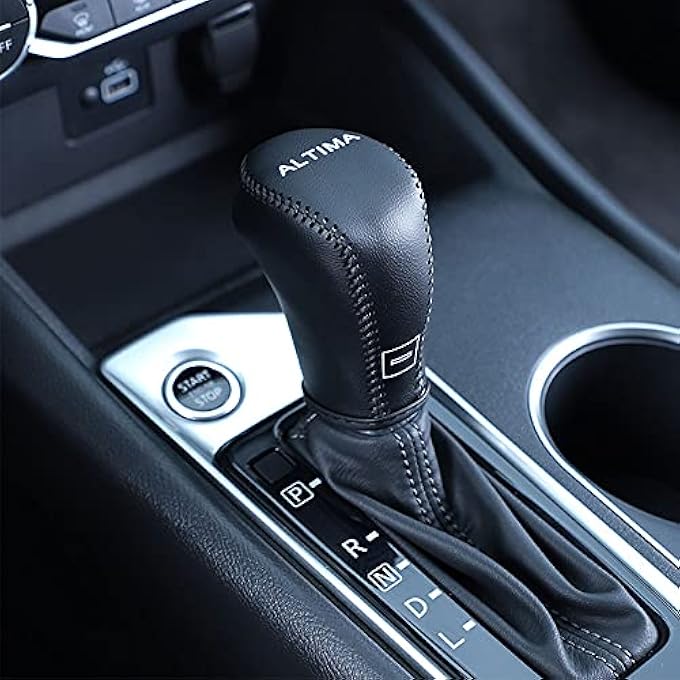 rayihni XITER For Genuine Leather Gear Shift Knob Cover Car Protect Accessories Case For Nissan Altima 2019 2020 2021 2022Black Stitches - Image 1