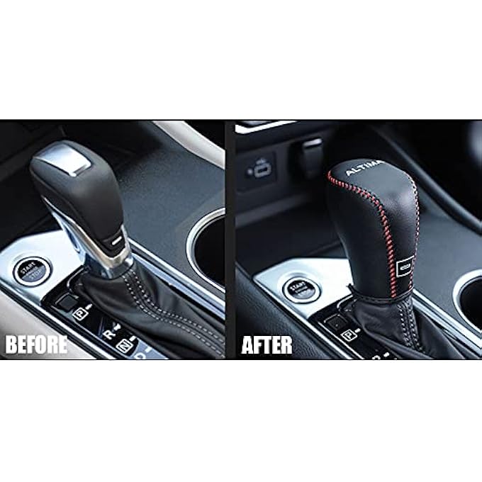 rayihni XITER For Genuine Leather Gear Shift Knob Cover Car Protect Accessories Case For Nissan Altima 2019 2020 2021 2022Black Stitches - Image 5