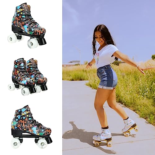 Silvertree Roller Skates for Women and Men PU Leather High-top Adult Roller Derby Skate Wheels Light Up Roller Skate Four-Wheel Shiny Roller Skates for Girls Boys Unisex - Image 5