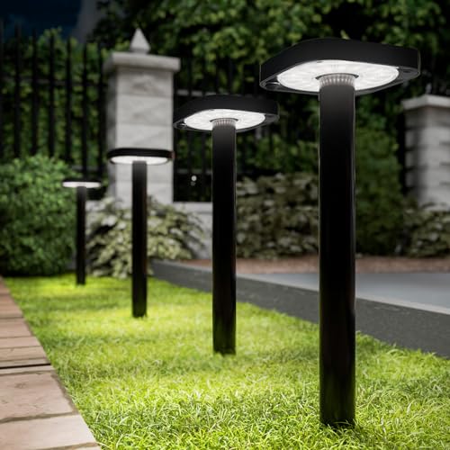 Sunco Lighting Sunco 6 Pack 2W LED Square Solar Pathway Walkway Driveway Backyard Patio Garden Outdoor Residential Super Bright Light, 120 Lumens, 2CCT 2700K Soft White/4000K Cool White, Dimmable, 3.7V - Image 1