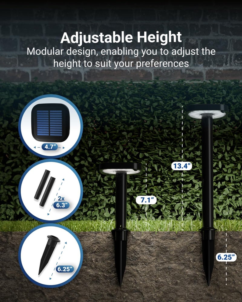 Sunco Lighting Sunco 6 Pack 2W LED Square Solar Pathway Walkway Driveway Backyard Patio Garden Outdoor Residential Super Bright Light, 120 Lumens, 2CCT 2700K Soft White/4000K Cool White, Dimmable, 3.7V - Image 4