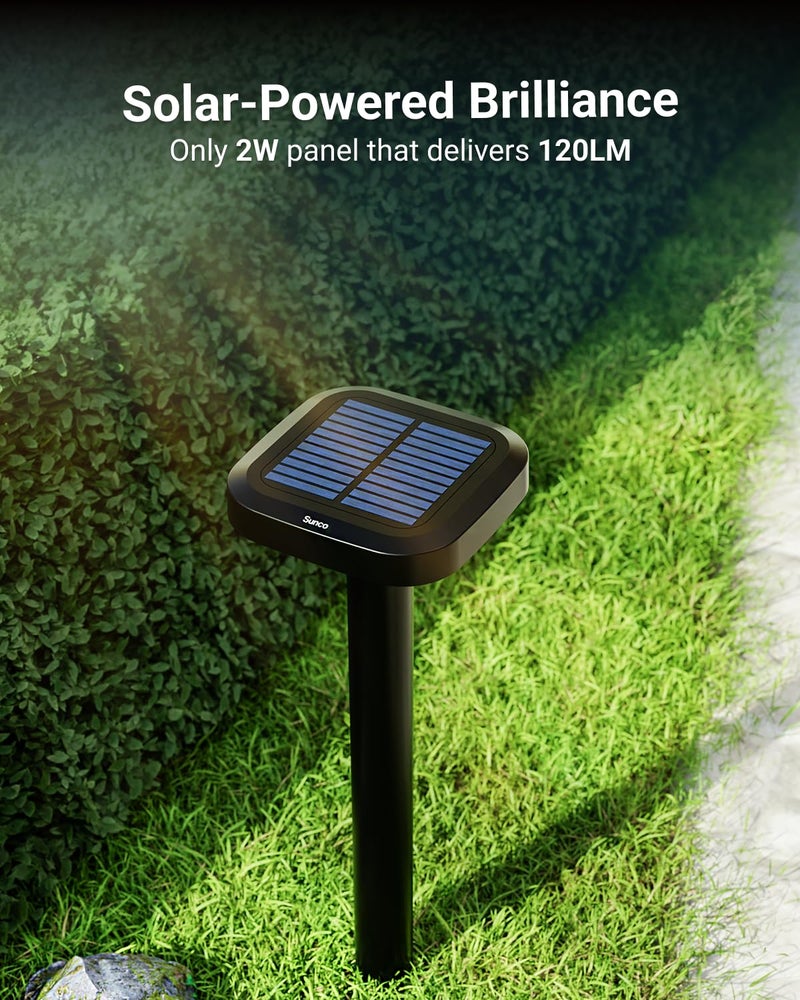 Sunco Lighting Sunco 6 Pack 2W LED Square Solar Pathway Walkway Driveway Backyard Patio Garden Outdoor Residential Super Bright Light, 120 Lumens, 2CCT 2700K Soft White/4000K Cool White, Dimmable, 3.7V - Image 2