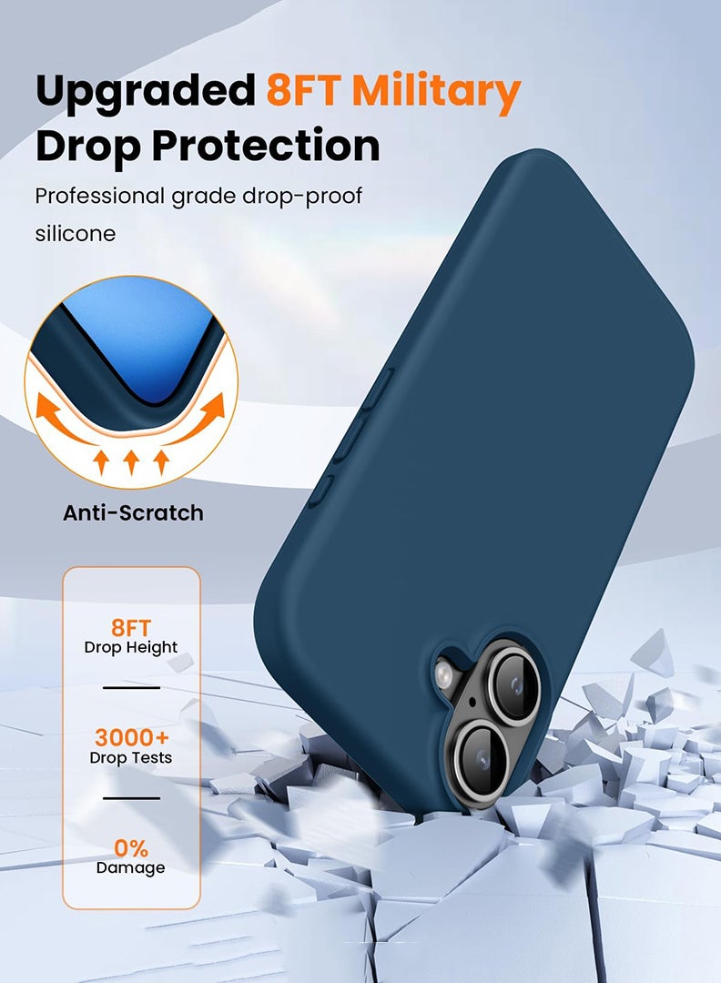 Theodor iPhone 16 Plus Blue Protective Slim Fit Case Liquid Silicone Cover with Full Body Protection Anti-Scratch Shockproof Case For iPhone - crafty i make people - Image 5