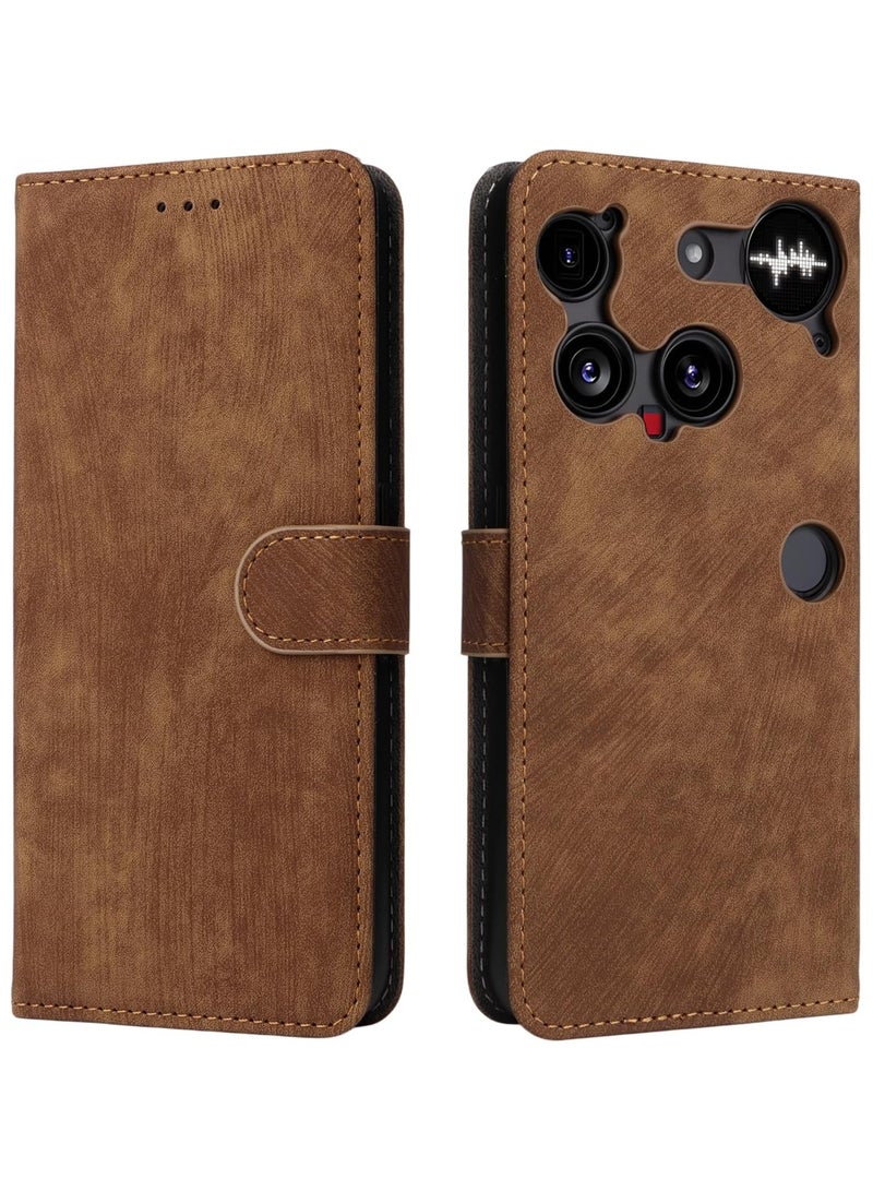 For Nothing Phone 3 Flip Cover with Detachable Lanyard, PU Leather Full Body Protection Shockproof Flip Mobile Phone Case, RFID Anti-theft Brush Folio Wallet Case - Image 3