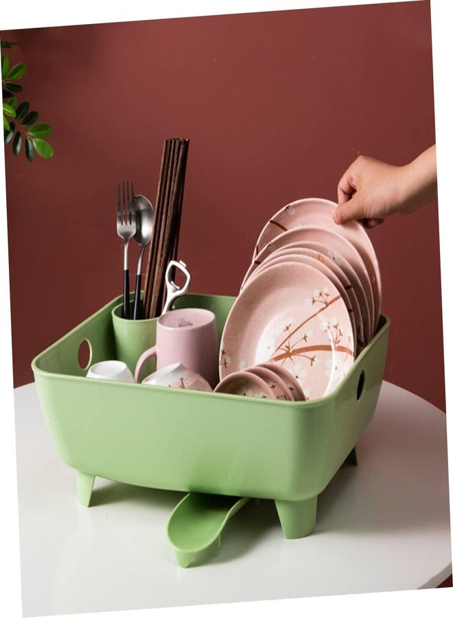 MAPPLE CREATION Dish Drying Rack, Extendable Dish Rack Dinnerware Drainer Organizer, Multifunctional Drying Rack for Kitchen Counter with Cutlery Holders, Kitchen Organizer for Dishes Spoons (Green) - Image 3