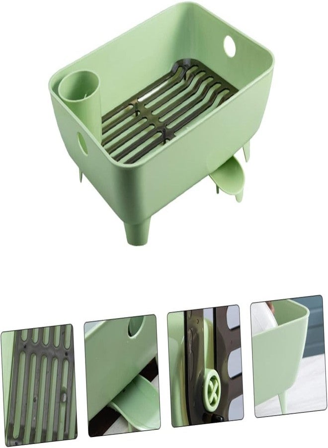 MAPPLE CREATION Dish Drying Rack, Extendable Dish Rack Dinnerware Drainer Organizer, Multifunctional Drying Rack for Kitchen Counter with Cutlery Holders, Kitchen Organizer for Dishes Spoons (Green) - Image 2