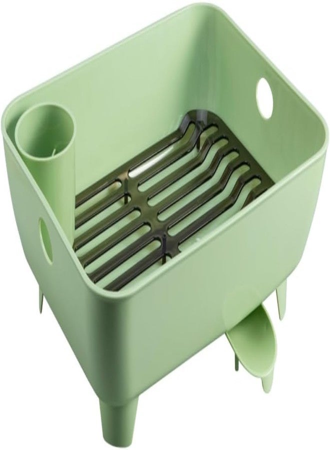 MAPPLE CREATION Dish Drying Rack, Extendable Dish Rack Dinnerware Drainer Organizer, Multifunctional Drying Rack for Kitchen Counter with Cutlery Holders, Kitchen Organizer for Dishes Spoons (Green) - Image 1