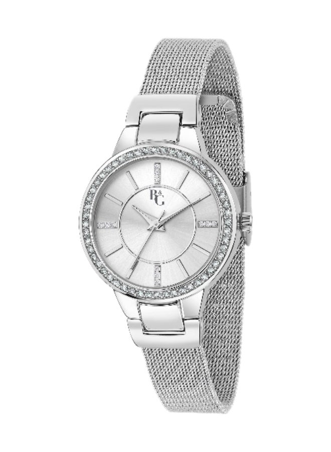 B&G Women's Silver Round Analog Dial with Silver Metal Band Watch - 30mm - R3853247519 - Image 1