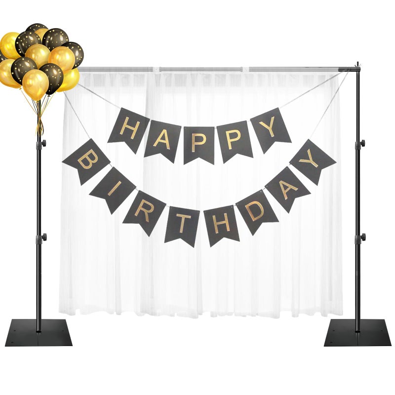 EMART Backdrop Stand 65x10 ft Adjustable Photo Background Pipe and Drape Photography Kit with Heavy Duty Metal Flat Base for Parties Wedding Video Studio Birthday Black - Image 2