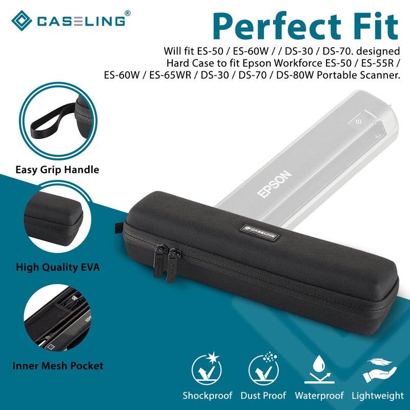 Caseling حافظة تناسب طابعة إبسون ووركفورس ES-50 / ES-60W / DS-30 / DS-70 المحمولة للمستندات وصور الماسح الضوئي - (لن تناسب الطرازات الأخرى). - Image 4