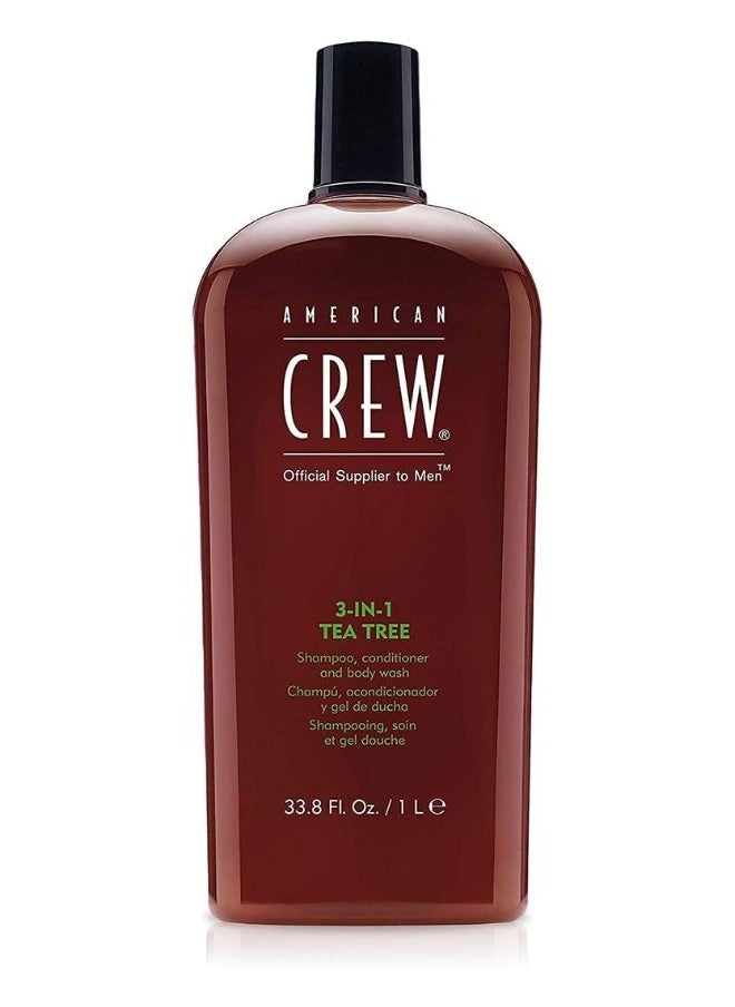 AMERICAN CREW 3-In-1 Tea Tree Shampoo & Conditioner & Body Wash For Men 33.8 oz Shampoo & Conditioner & Body Wash  - Image 1