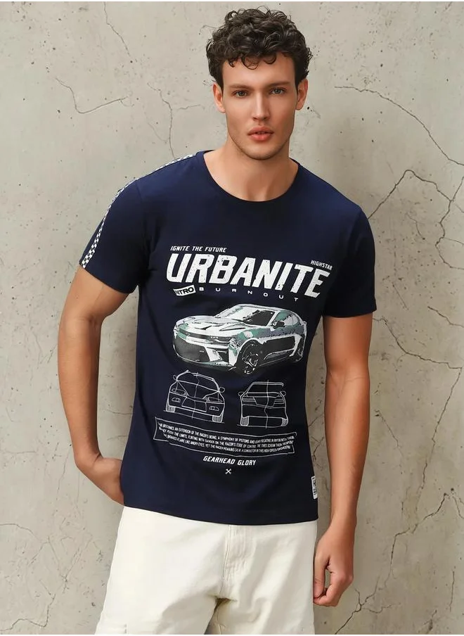 HIGH STAR Men Regular Motoracer Graphic Printed F1 Cotton T-shirt