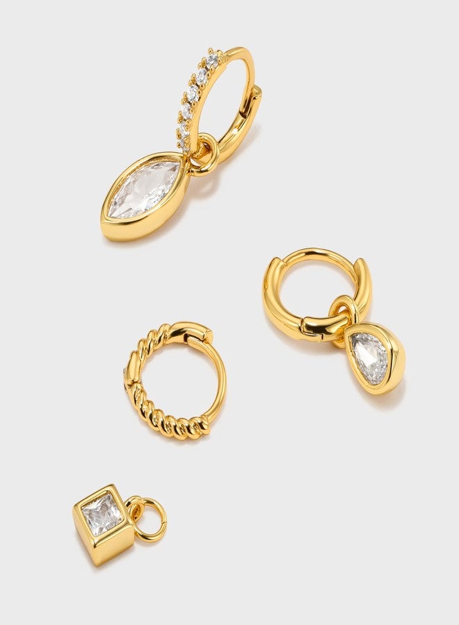 ACC PLANET Small 18K Gold Plated Huggie Hoop Earrings Set for Women, Hypoallergenic Trendy Tiny Diamond Huggie Cartilage Hoops Stacks Cute Mini Cubic Zirconia Dangle Earrings Jewelry Gifts - Image 3