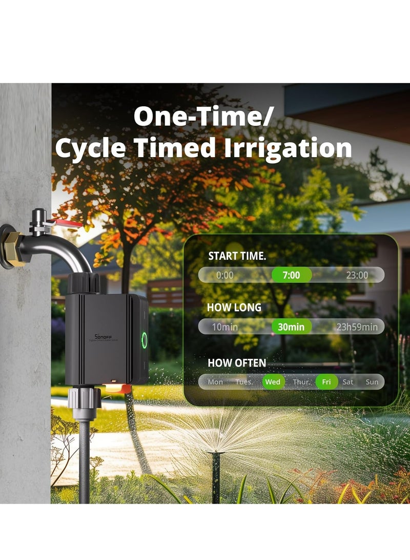 سونوف مؤقت الري الذكي سونوف Zigbee 3.0، وحدة تحكم بالرشاشات الذكية متوافقة مع أليكسا وجوجل هوم، لأتمتة توقيت الري، مؤقت مياه لخرطوم الحديقة وسقي العشب والمسبح في الهواء الطلق، الموديل SWV-NH، اللون أسود. - Image 3