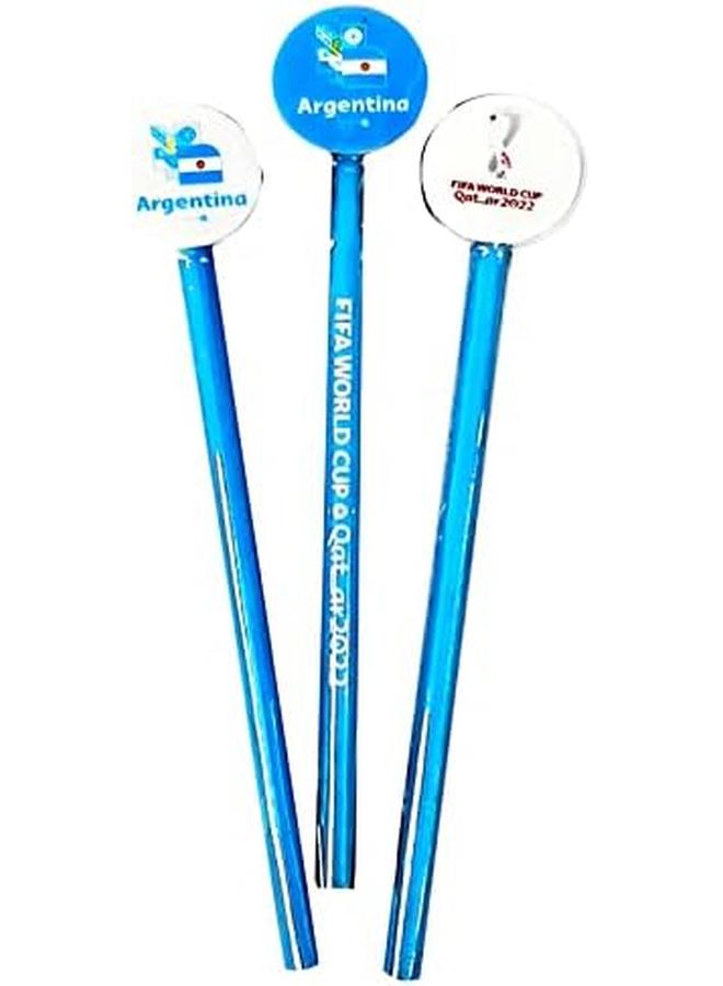 FIFA 2022 Country Pencils With Round Eraser 3 Pcs Pack Argentina - Image 2