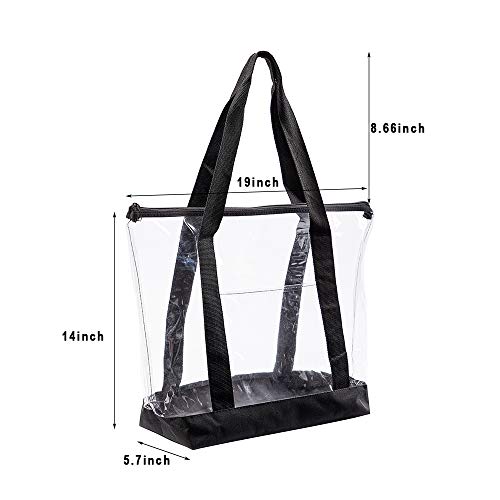 Clearworld Large Clear Tote Bag, Fashion PVC Shoulder Handbag for Women, Clear Stadium Bag for Security Travel,Shopping,Sports and Work-2 Pack - Image 3