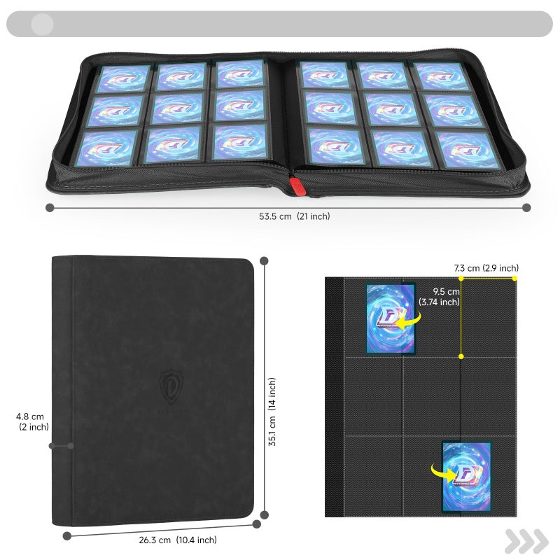 Deoyibu 9 Pocket Card Binder,360 Pockets Trading Card Binder,Double Sided Pocket Collection Binder,Card Folder for MTG,TCG,Game Cards,Sport Cards,Black - Image 3