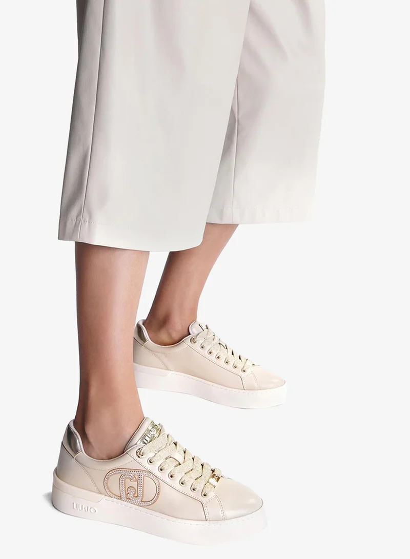 Liu Jo Leather sneakers with jewel logo