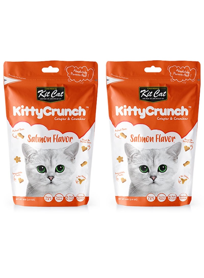 كيت كات عبوة من قطعتين من حلوى القطط بنكهة السلمون من Kitty Crunch، 2 × 60 جم