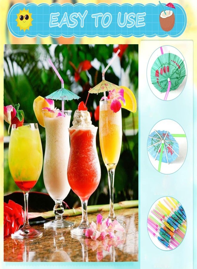Haundry 24pcs Umbrella Straws, Long Cocktail Umbrella Party Straws, Plastic Drinking Straws for Tropical Summer Beach Luau Tiki Hawaiian Party Decorations, Umbrella - Image 3