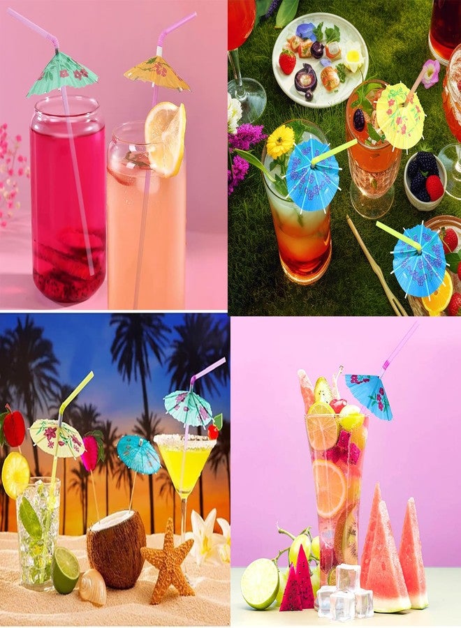 Haundry 24pcs Umbrella Straws, Long Cocktail Umbrella Party Straws, Plastic Drinking Straws for Tropical Summer Beach Luau Tiki Hawaiian Party Decorations, Umbrella - Image 4