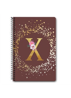 Stylizedd Designer A5 Spiral Notebook Memo Notepad Journal - Custom Monogram Initial Letter Floral Pattern Alphabet - X - Brown  - Image 1