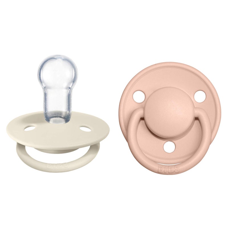 BIBS Pacifiers - De Lux Collection | BPA-Free Round Nipple | Silicone | Made in Denmark | Set of 2 Ivory/Blush Color Premium Soothers | Size One Size - Image 1