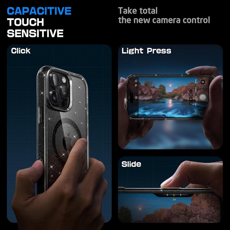 SupCase For Iphone 16 Pro Max Case With Camera Control Capture Button Unicorn Beetle Mag , Compatible With Magsafe Military-Grade Protection Slim Clear Magnetic Phone Case Glitterblack - Image 2